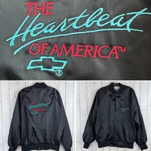VTG 90's West Ark Satin Nylon Chevrolet Chevy Snap Bomber Jacket USA Size Large